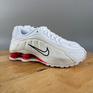 Womens 7 /‎ 5.5Y - Nike Shox R4 GS Shoes White Phantom Picante Red CW2626-102